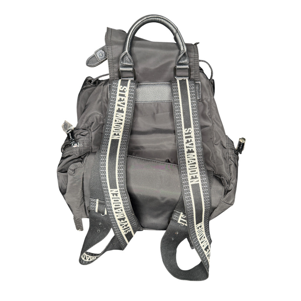Steve Madden Black Nylon Backpack with Logo Straps - Picture 3 of 3